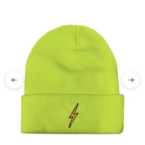 Aviator Nation Bolt Logo Full Rib Beanie Neon Yellow Unisex Made in USA